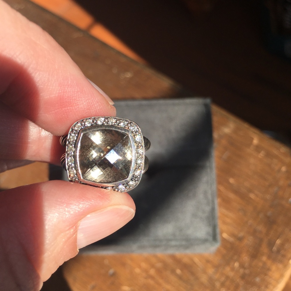 Auth David Yurman Champagne Citrine Ring Sterling Silver & Gold size 6 LIKE NEW